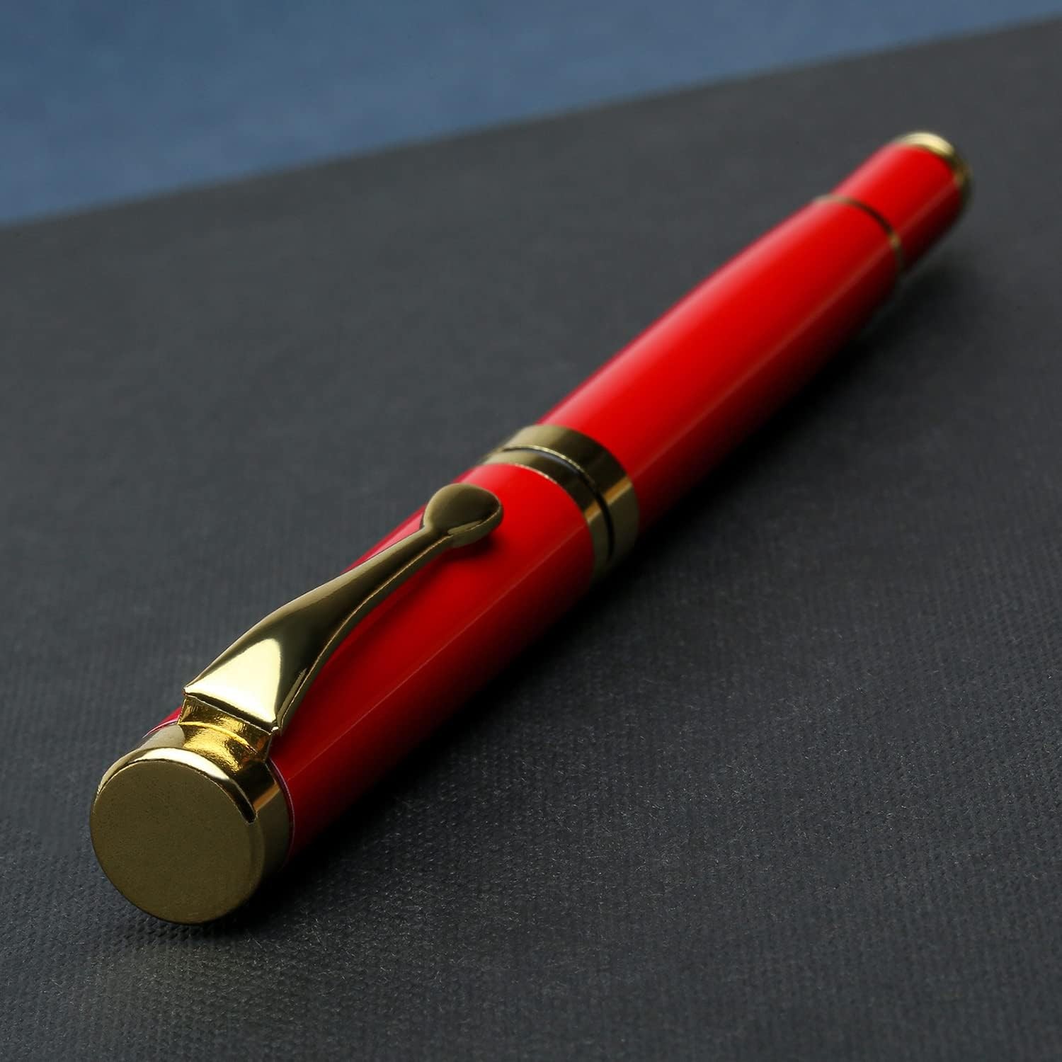 Luxury Red Gold Ballpoint Pen Set, 0.5mm Black Ink, Executive Office Gift Box