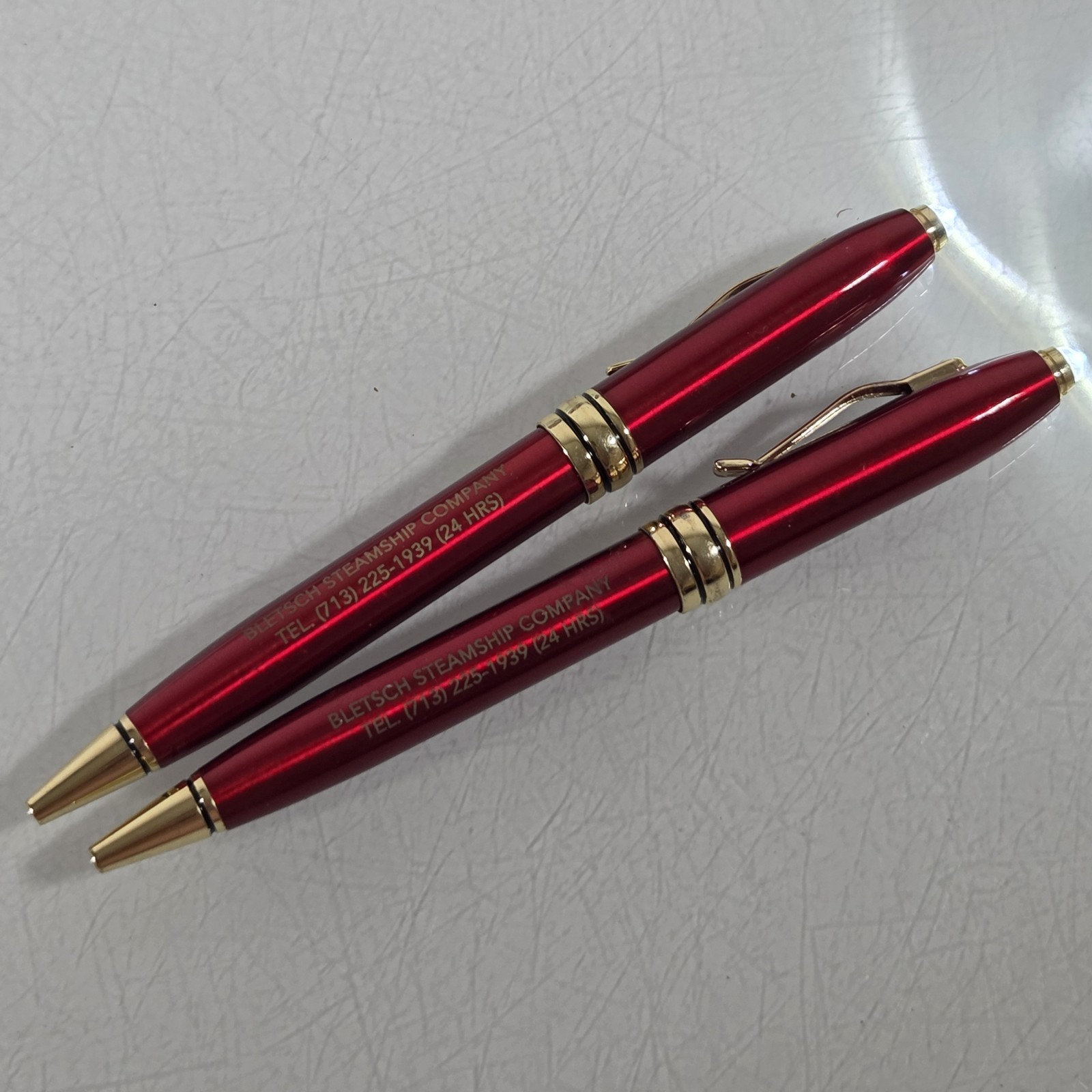 Adler 2 in 1 Royale Excel Red LED Lighted Flashlight Ballpoint Company Name Lot