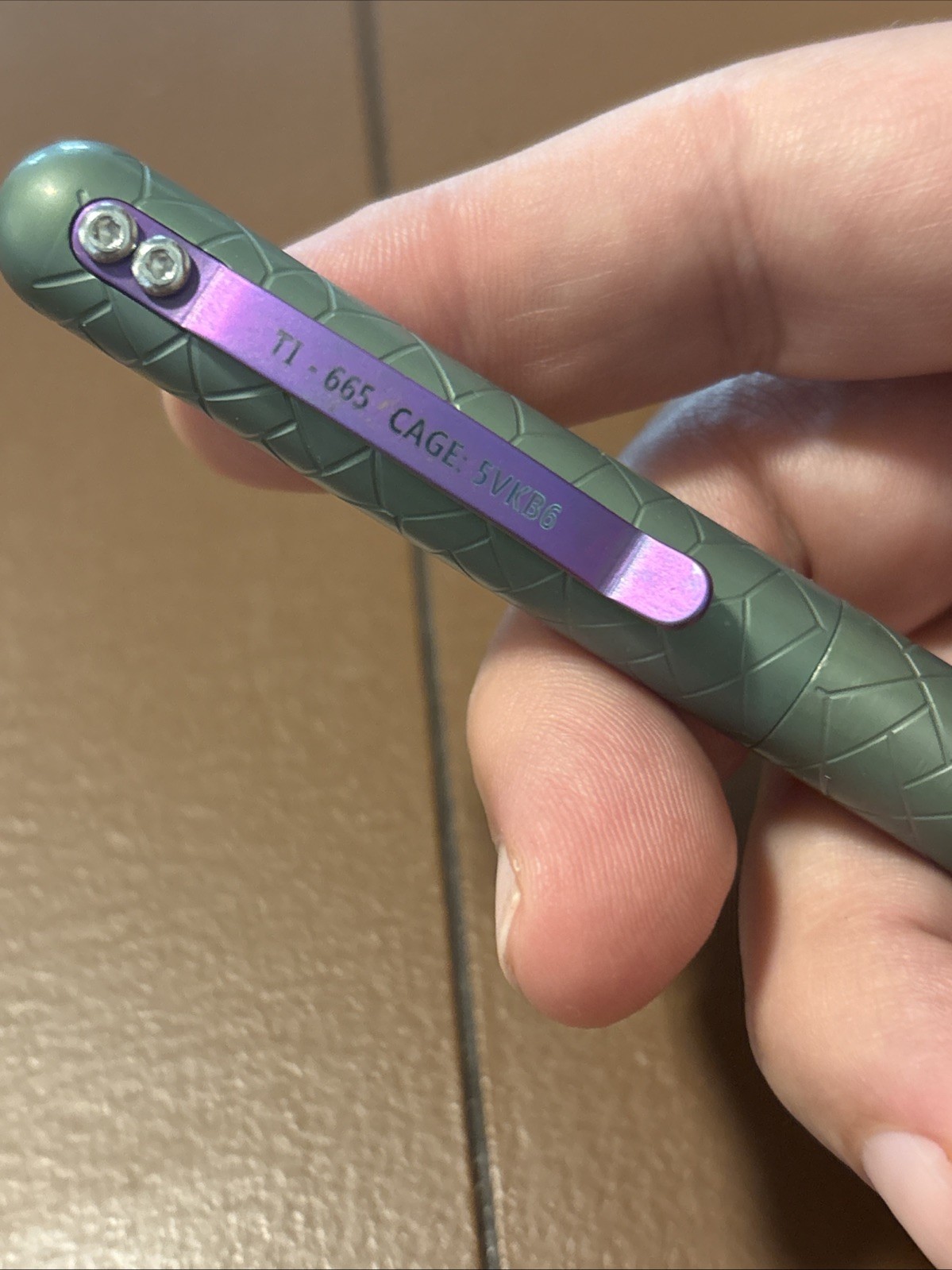 Maratac Countycomm Full Titanium Embassy Pen Custom Green Purple Anodization 665