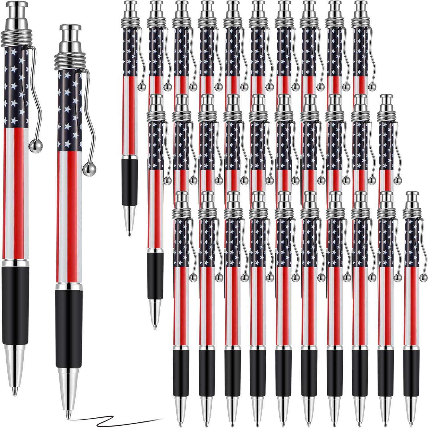 32 Pcs American Flag Ballpoint Pen USA Patriotic Themed 1.0 Mm Independence D…