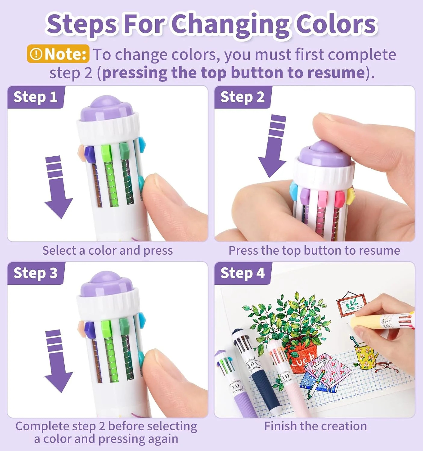 3 Pack Multicolor Pens, 10-in-1 Colored Ballpoint Pen, 28 Colors | 0.8mm Fine Po