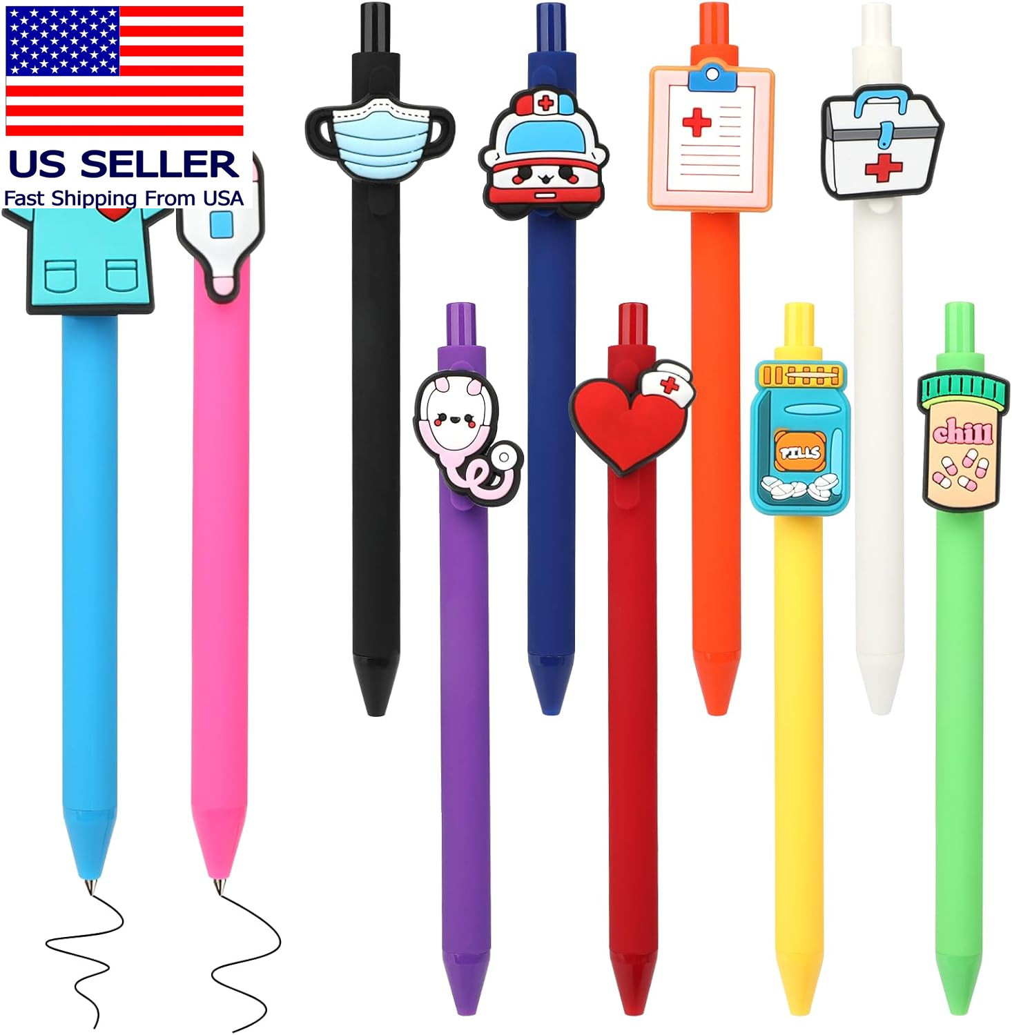 10Pcs Nurse Pens Cute Nursing Ballpoint Pens Funny Nurses Nursing Student Worker