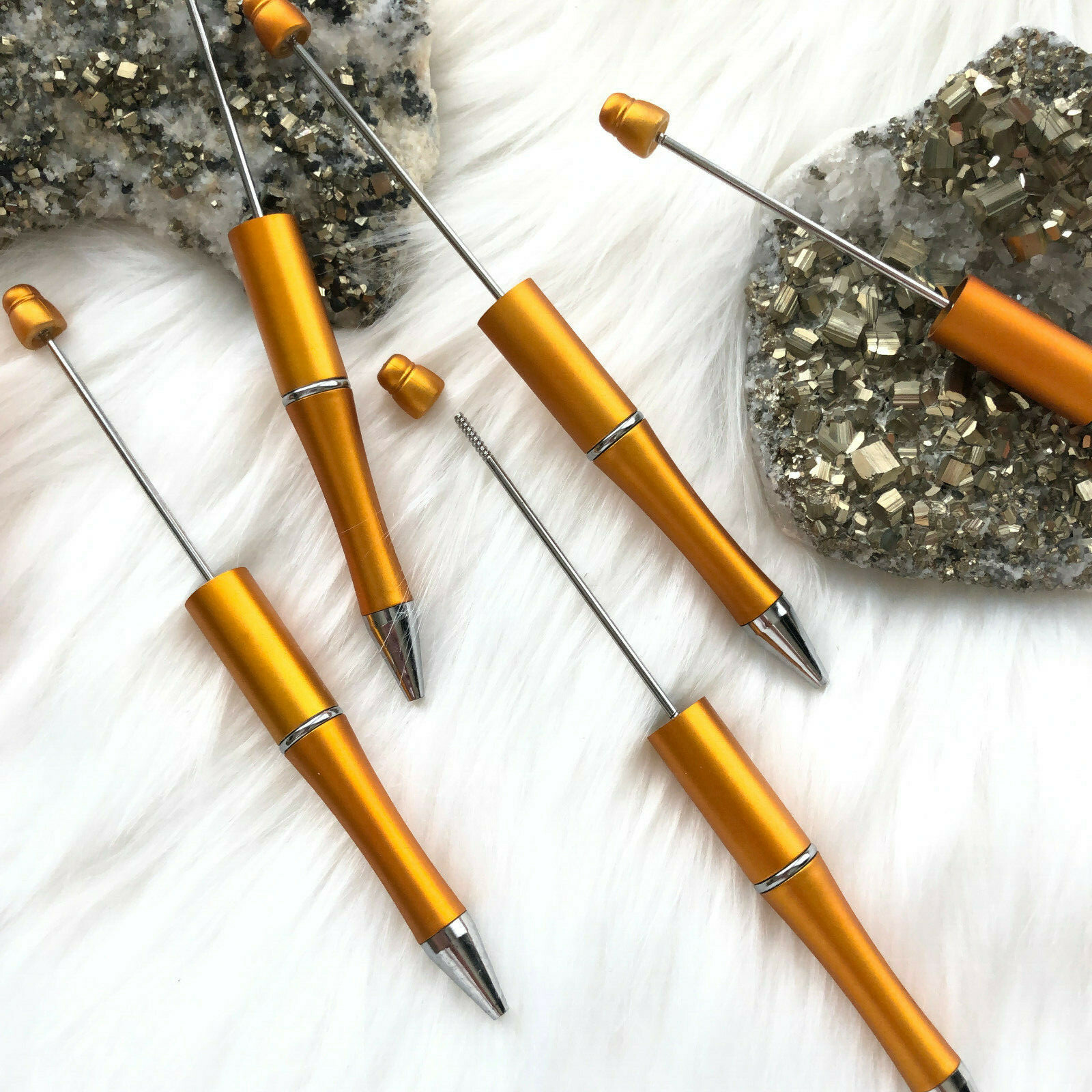 Beadable Plastic Pens Retractable Writing Instrument DIY Craft Beaded Pen Copper