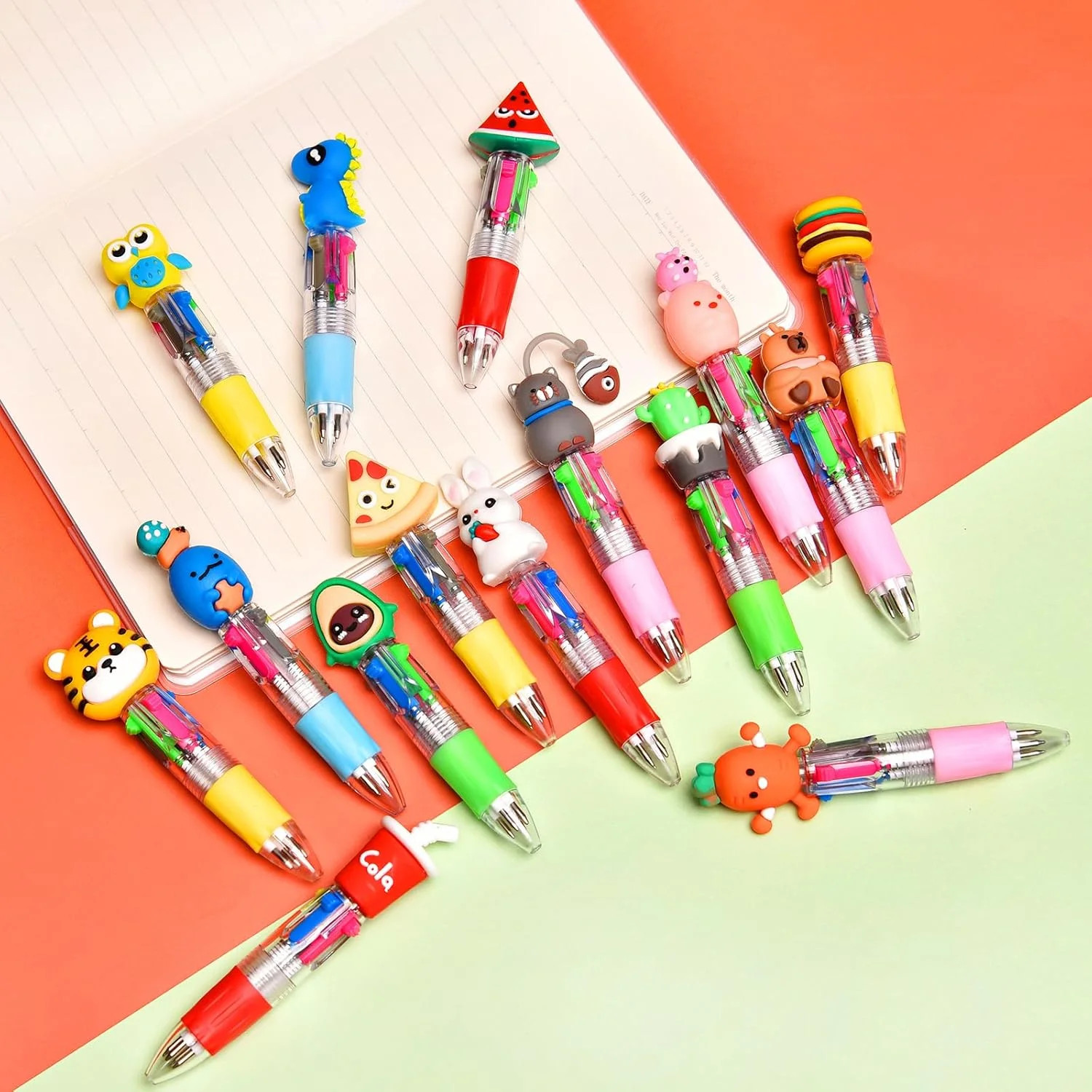 24Pcs Mini Multicolor Pens in One 4-in-1, Cute Pens Bulk for Party Favors and Bi