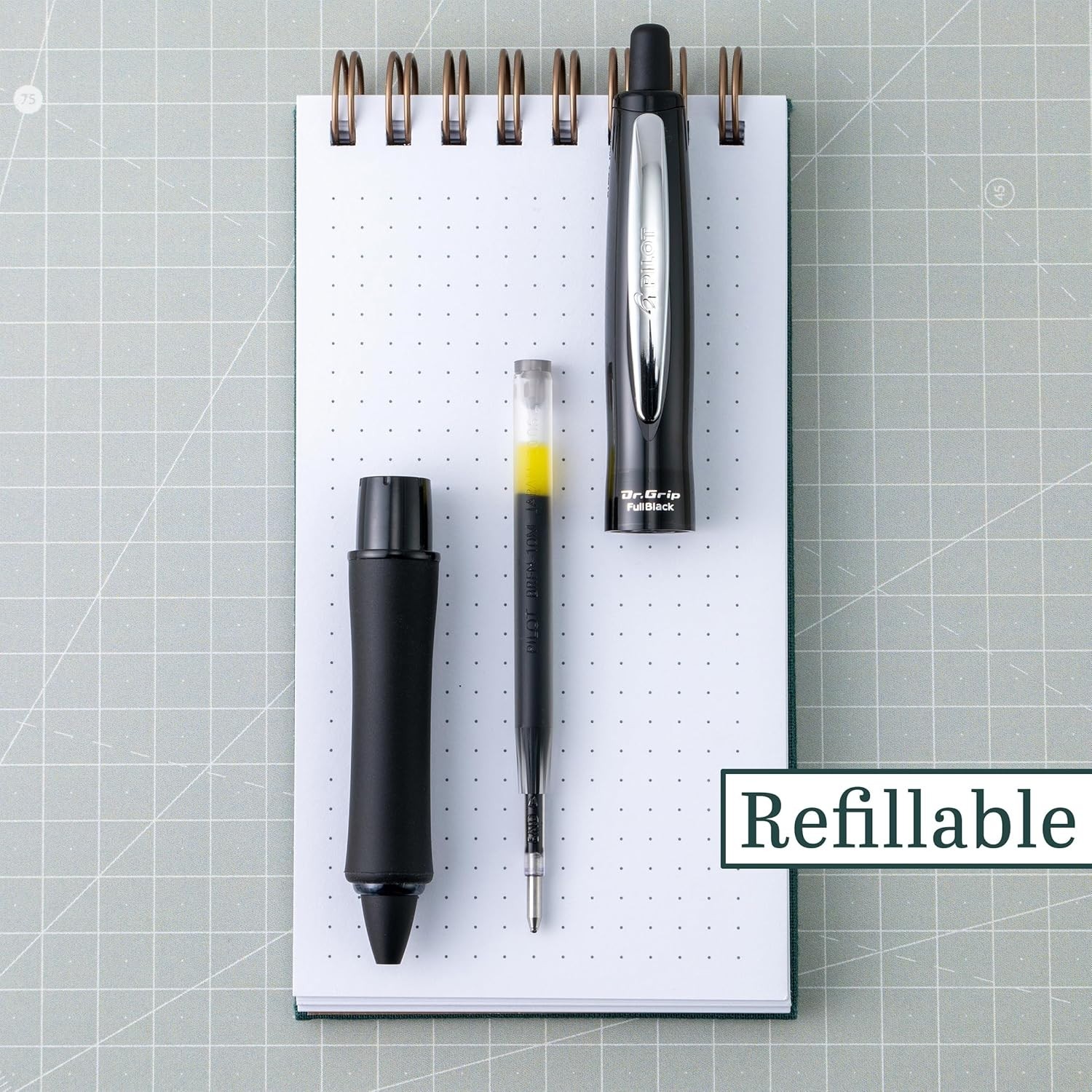 Dr. Grip FullBlack Medium Point Ballpoint Pen – Ergonomic & Refillable Luxury