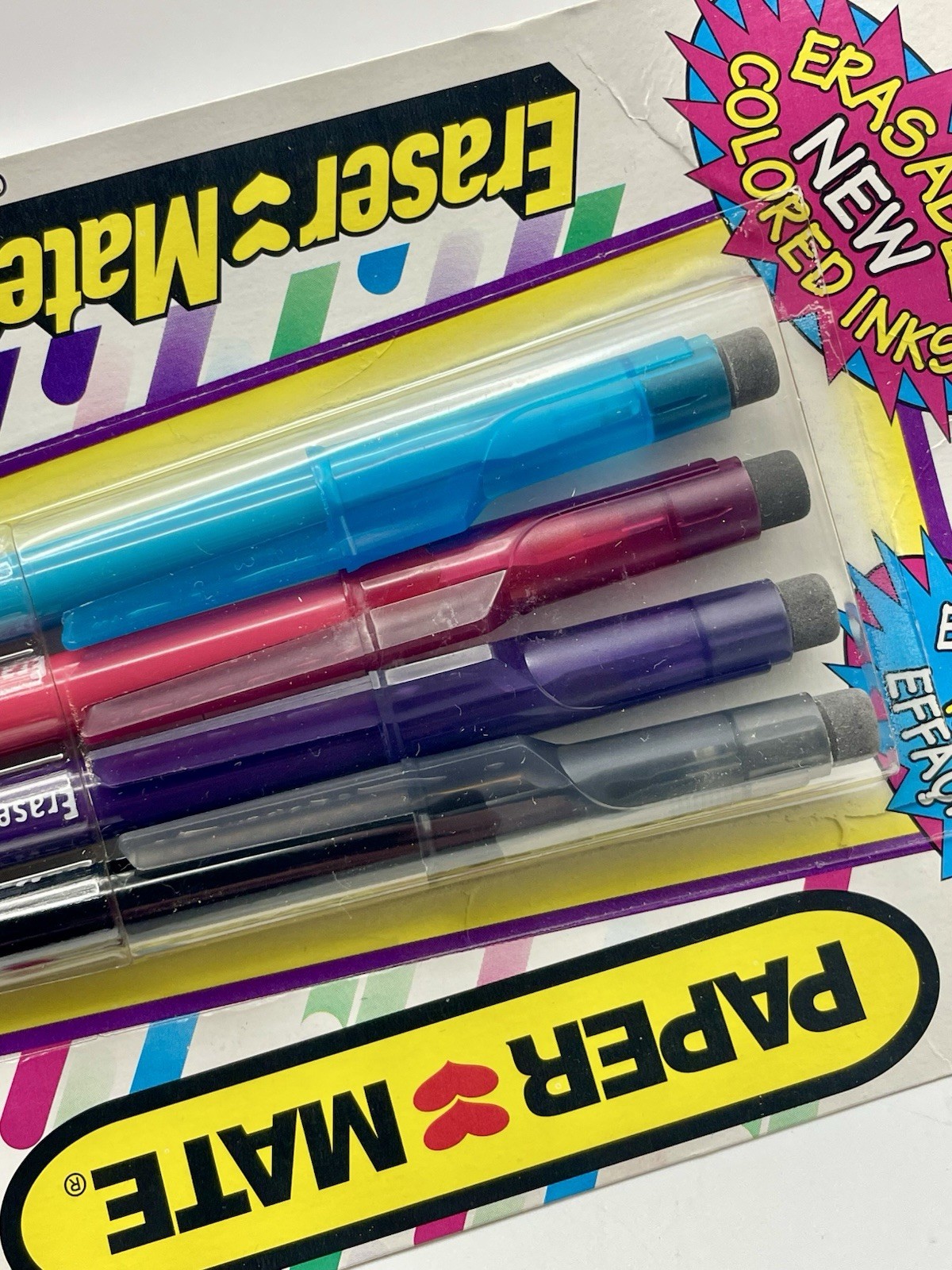 1994 Paper Mate Eraser Mate 2 Ball Pen Colored Ink 4 Pack ~ Sealed