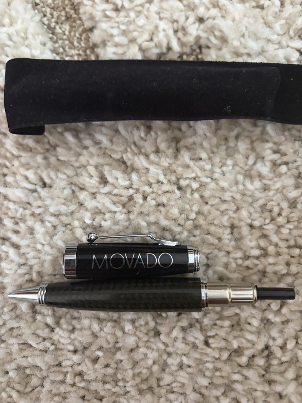 Movado Branded ballpoint pen black and carbon fiber
