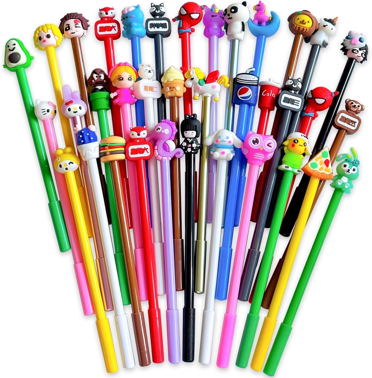 36PCS Cute Cartoon Gel Black Ink Pens,Random Kawaii Writing Pen,Assorted Styles