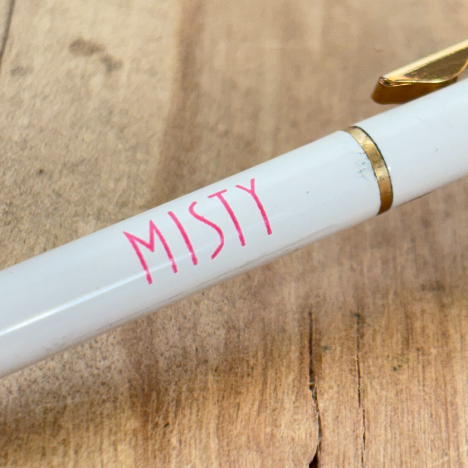 MISTY Cigarettes Advertising Pen, Gold Tone and White Enamel