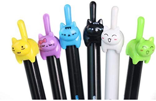 Recheng Retractable Cat Gel Pens,fine Point 0.5Mm Black Ink,cute Kitty
