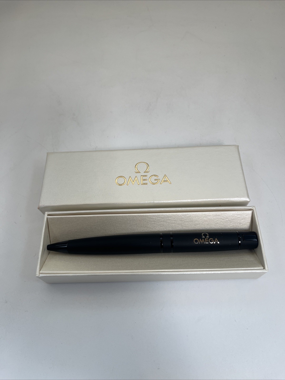Omega Ballpoint Pen White Box Novelty For Watch Rare Original Gift Japan New