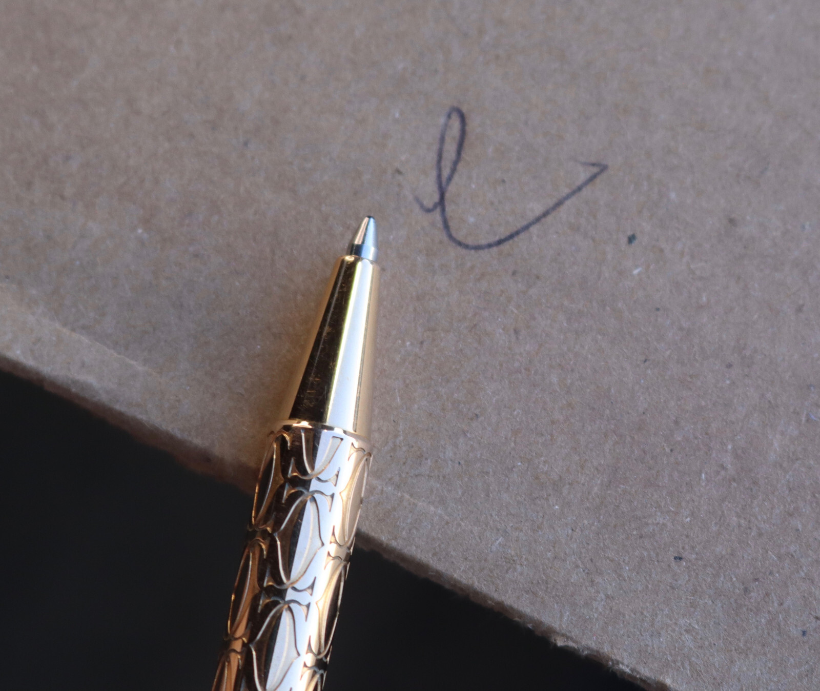 Cartier Ballpoint Pen Must Do Double C Logo Gold Tone Germany 5″ Happy Birthday