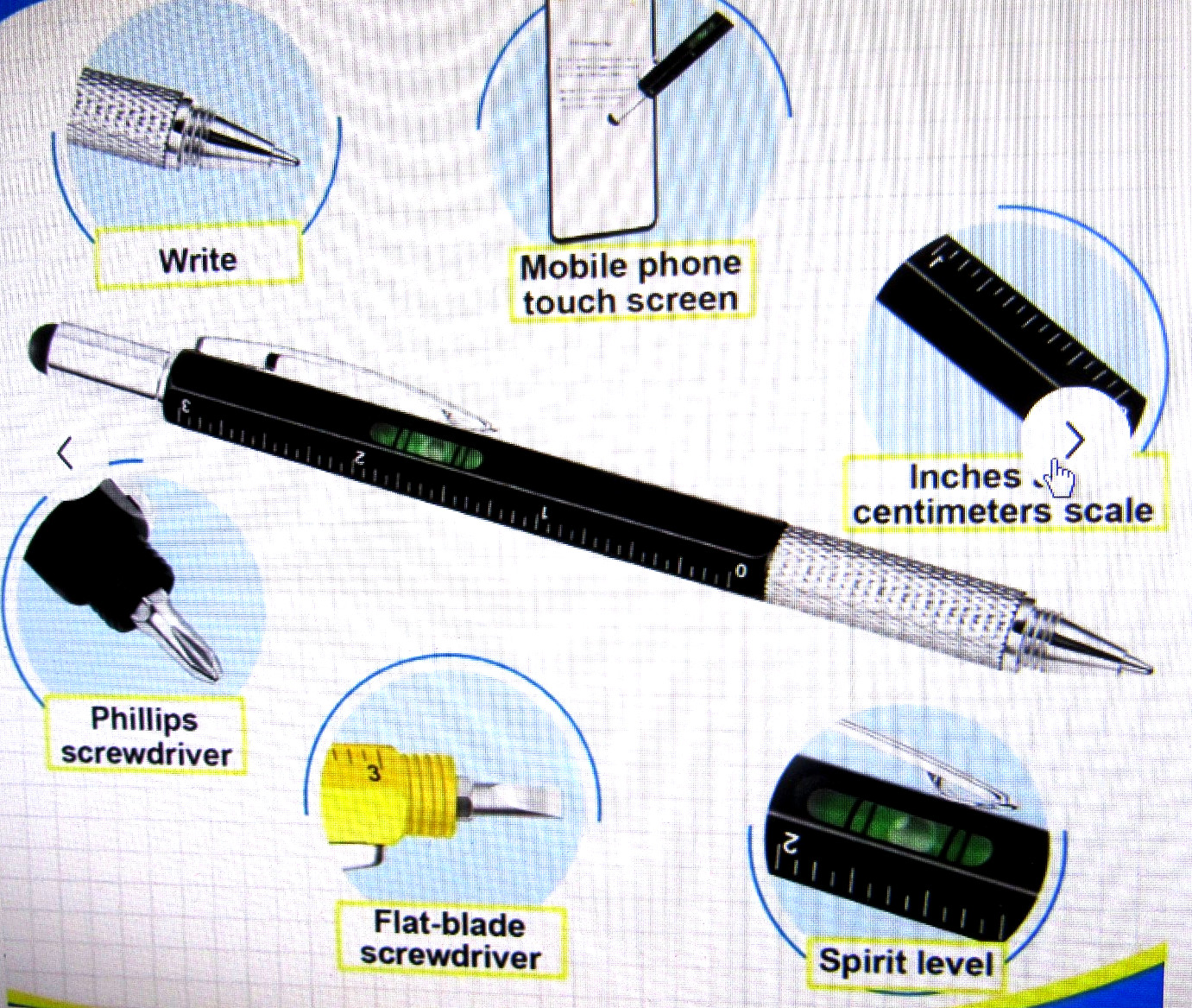 SET of 4 -6 in 1 Multi function Ballpoint Pens+4 FREE refills- Value Pack