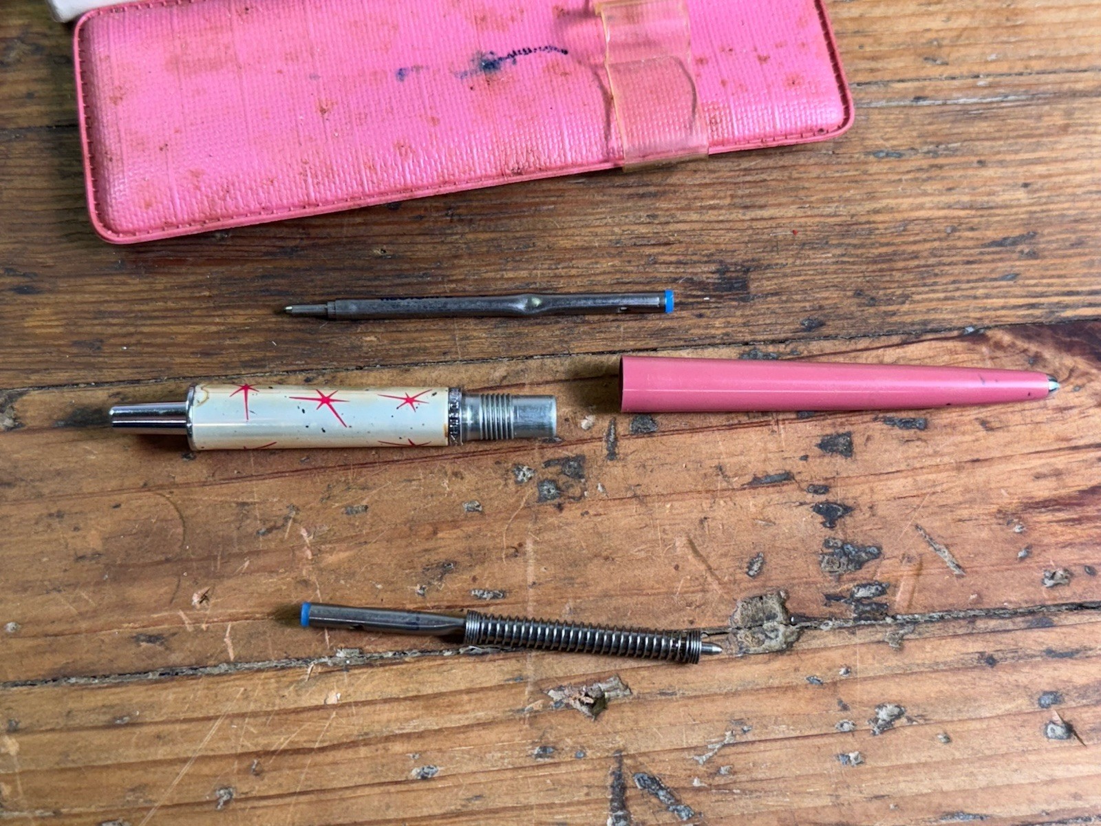 Lady Capri Pen VINTAGE Atomic Starburst Pink/Coral MCM Box/Insert DRY