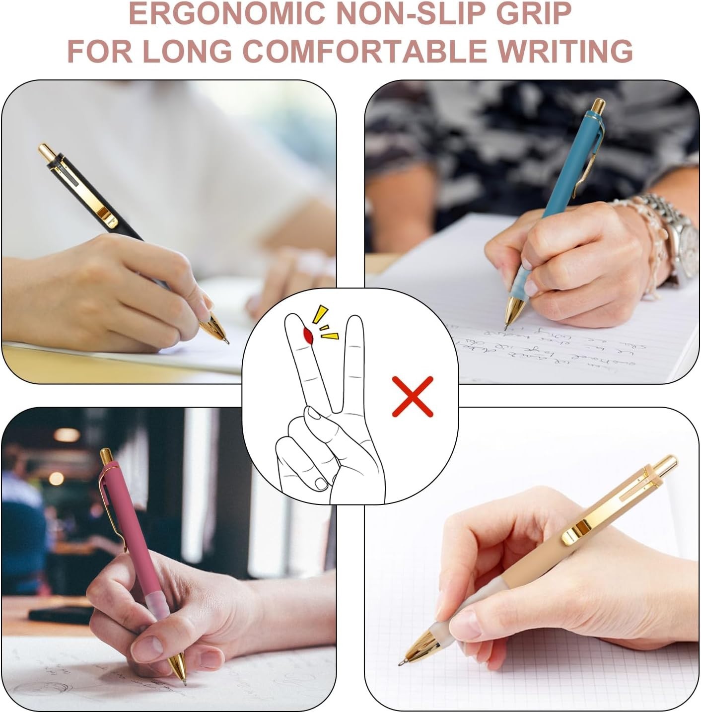 Black Medium Point Ballpoint Pens with Non-Slip Grip, Great for School & Office