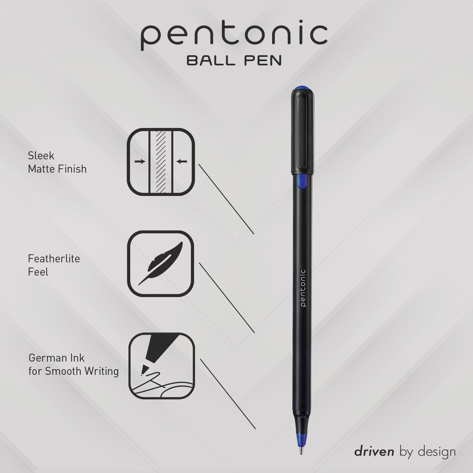 Pentonic 25 Count Ballpoint Pens Set Black Blue Red 0.7mm Fine Point Ink