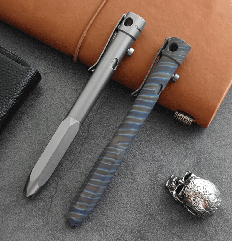 EDC Titanium Practical Pocket Pen Working Signature Ballpoint Pen with 5 Refills