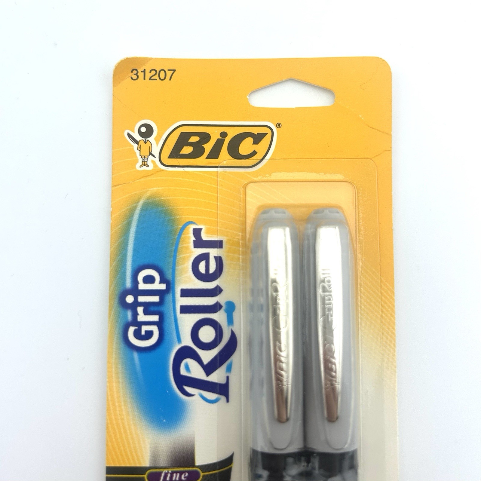 Vintage Bic Grip Prise Roller Pens 2 Pack Black Ink Rare Find In Package Fine Pt