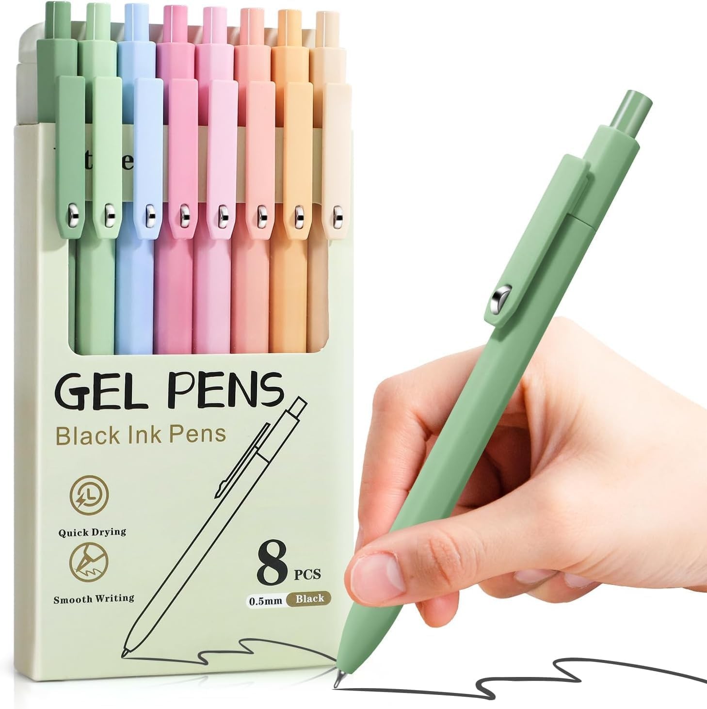 Cute Gel Pens, 8 Pack 0.5mm Fine Point Pens with Fidget Quick Dry | For Women,