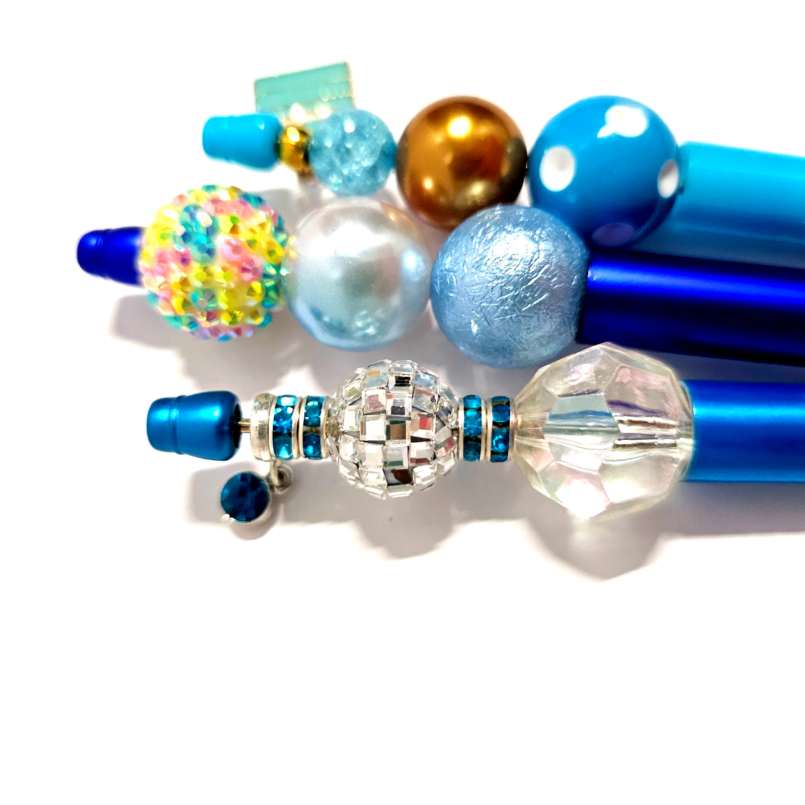 Bubble Bead Charm Pens Set, Blue, Sparkly, Writing, Journaling, Teacher, Student