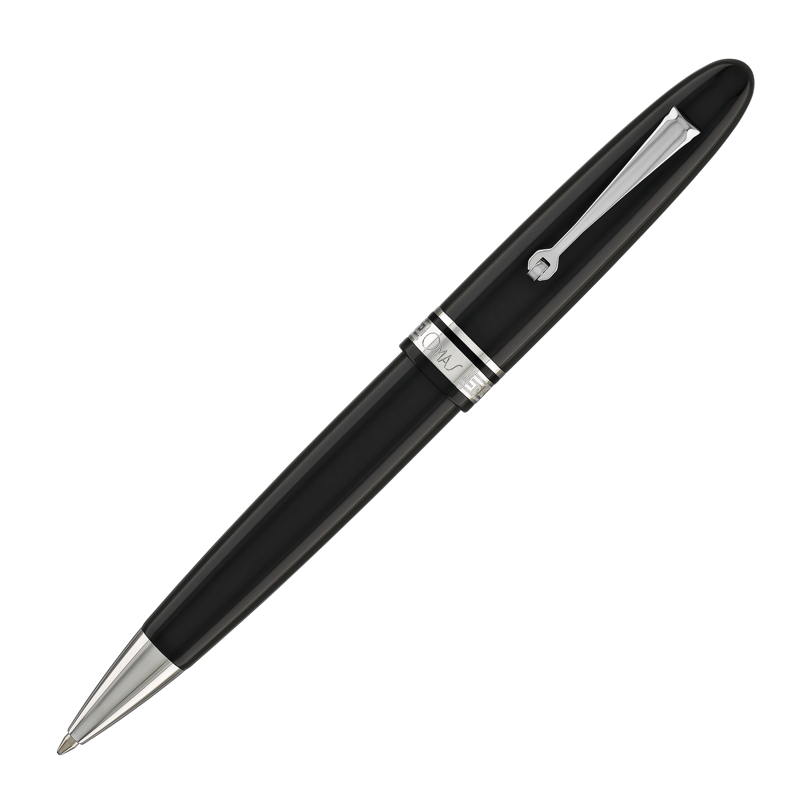 Omas Ogiva Ballpoint Pen in Nera with Silver Trim – NEW in Box – Italy