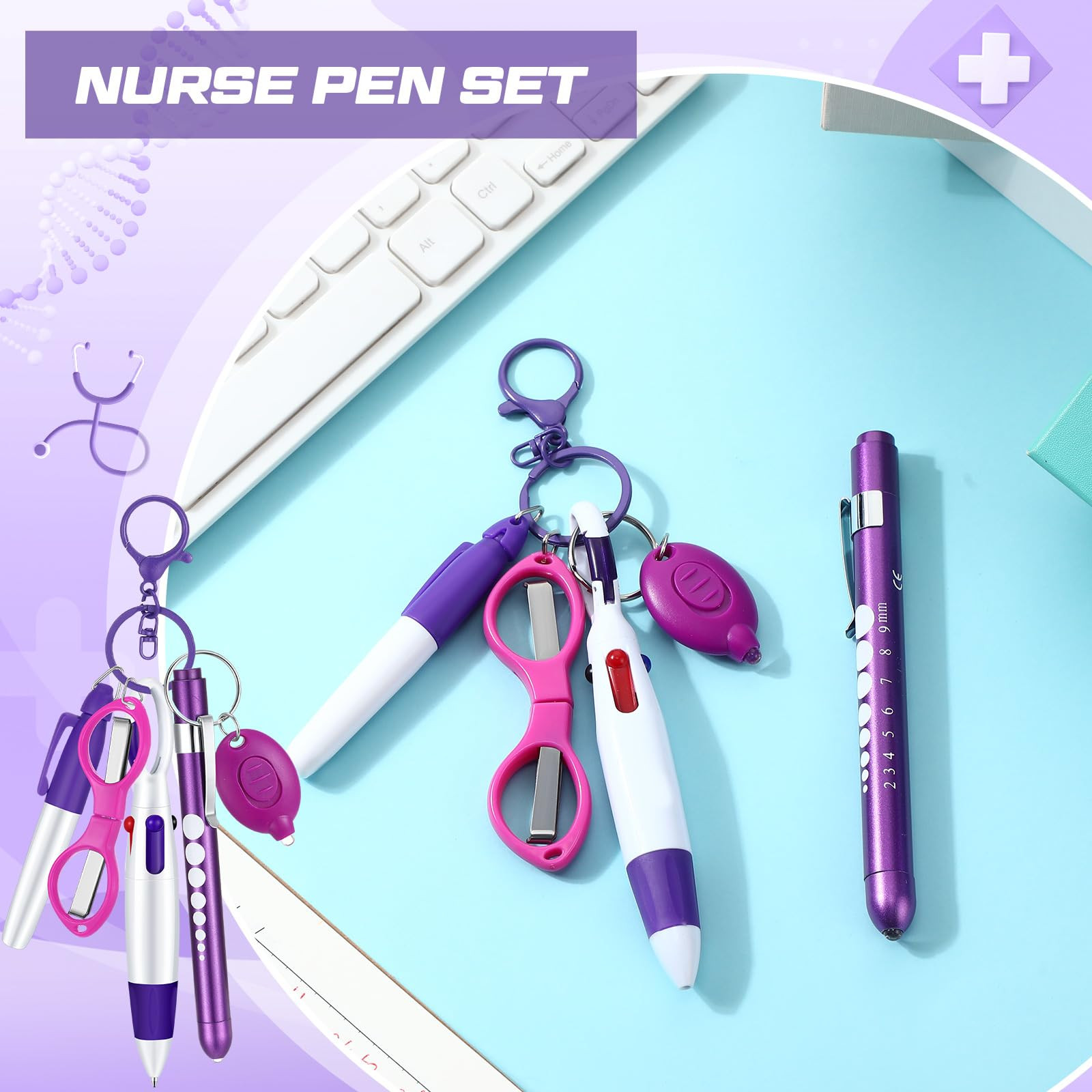 Nurse Essential Pen Set with Keychain Clip and Tools Gift for Professionals