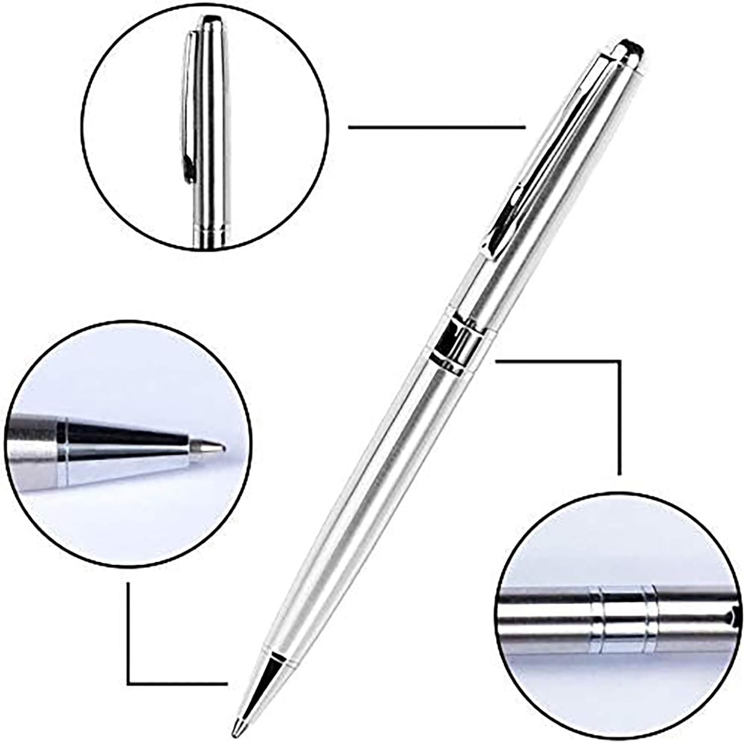Professional Metal Twist Pens – 5 Pack, Ideal for Uniforms and Guest Books