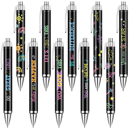 10 Pcs Inspirational Ballpoint Pens Retractable Funny Black Ink Pen Set with