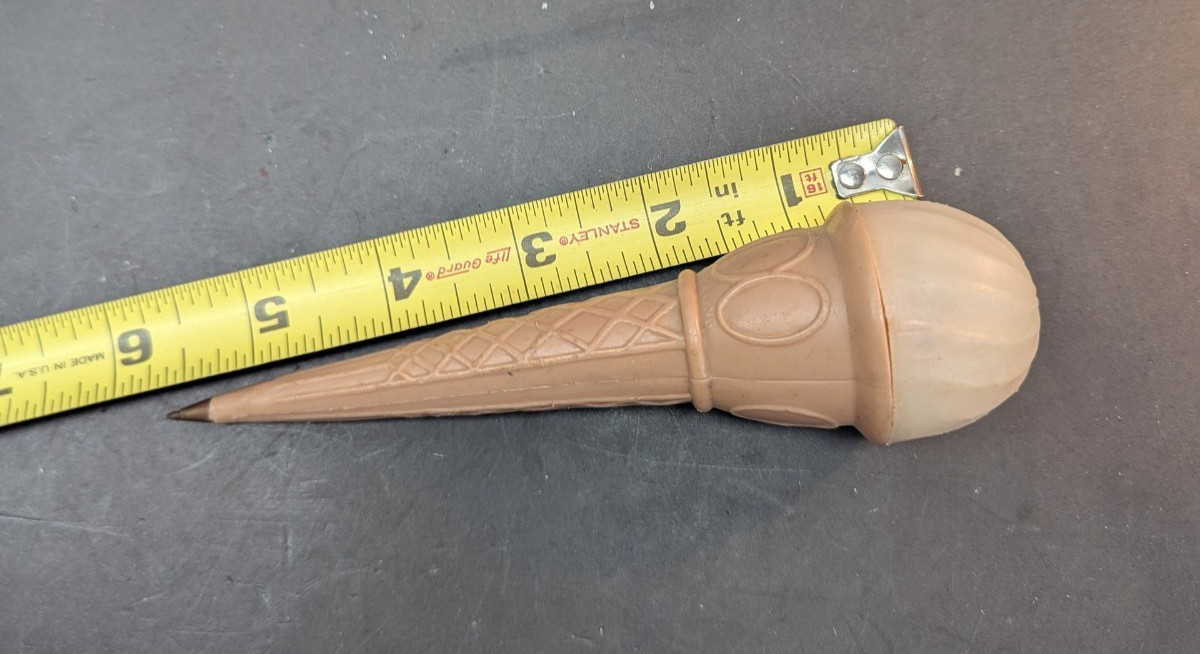 Vintage Ice Cream Cone Novelty Pen No Ink Made in Hong Kong 6 Inch Plastic
