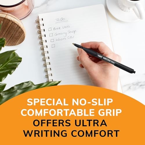Soft Feel Retractable Ballpoint Pens Point 12 Count (Pack of 1) Black Fine