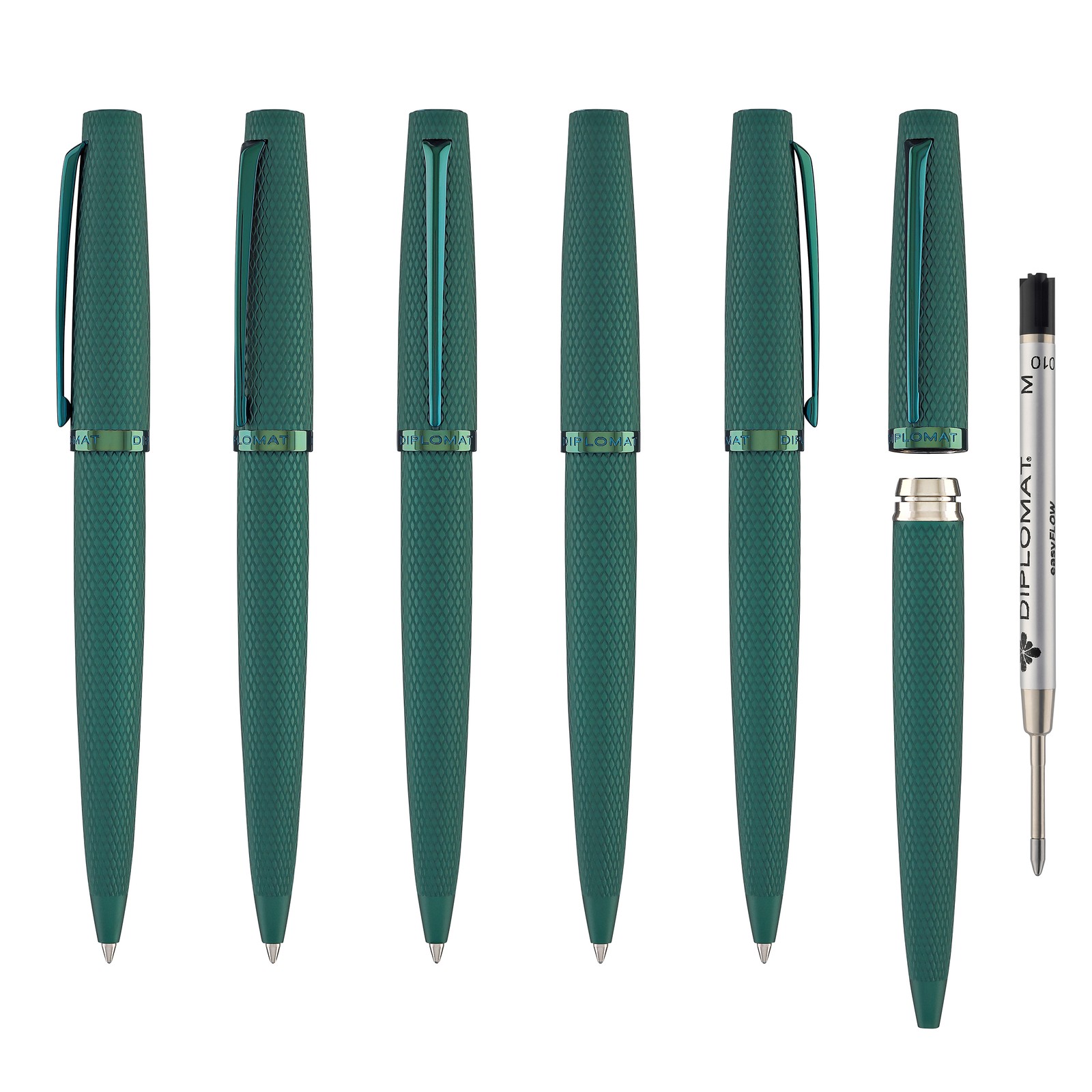 Diplomat Viper Ballpoint Pen in Green Guilloche – NEW in Box