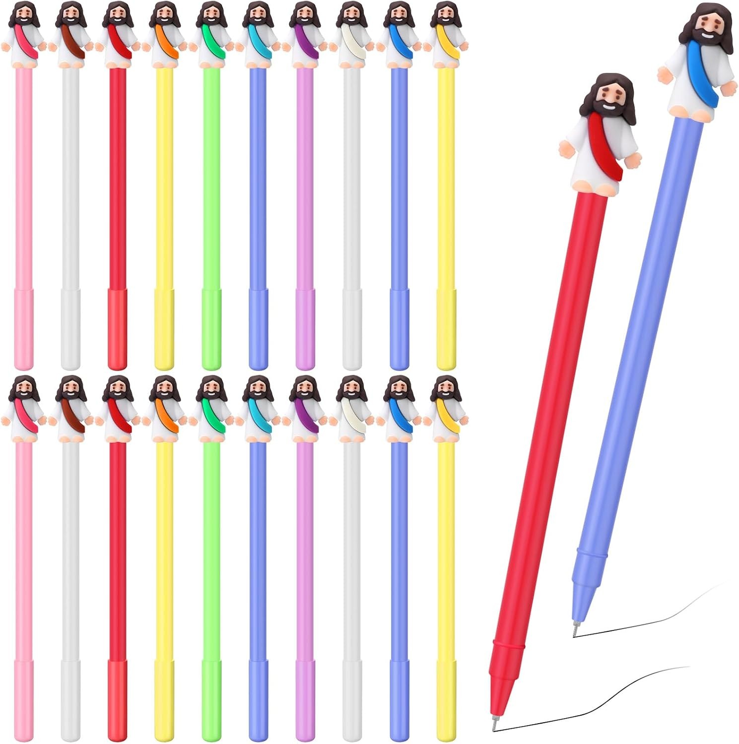 20 Pcs Jesus Christian Pen Mini Jesus Ballpoint Black Ink Pens for Christmas Rel