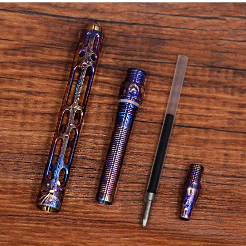 Mini Titanium Ballpoint Pen Handmade Signature Writing Pen Keychain Portable EDC