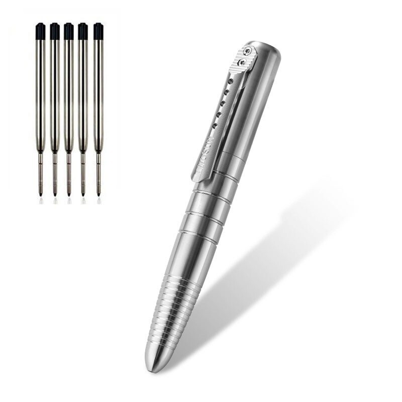 New Practical Titanium Alloy Pocket Ball Pen Signature EDC Pens w/ 5 G2 Refills