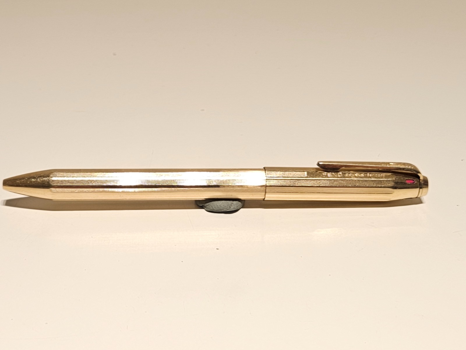 VINTAGE RARE LUXURY GOLD PLATED FOUR COLOR BALLPOINT PEN»FEND»VISION CONTISTAHL
