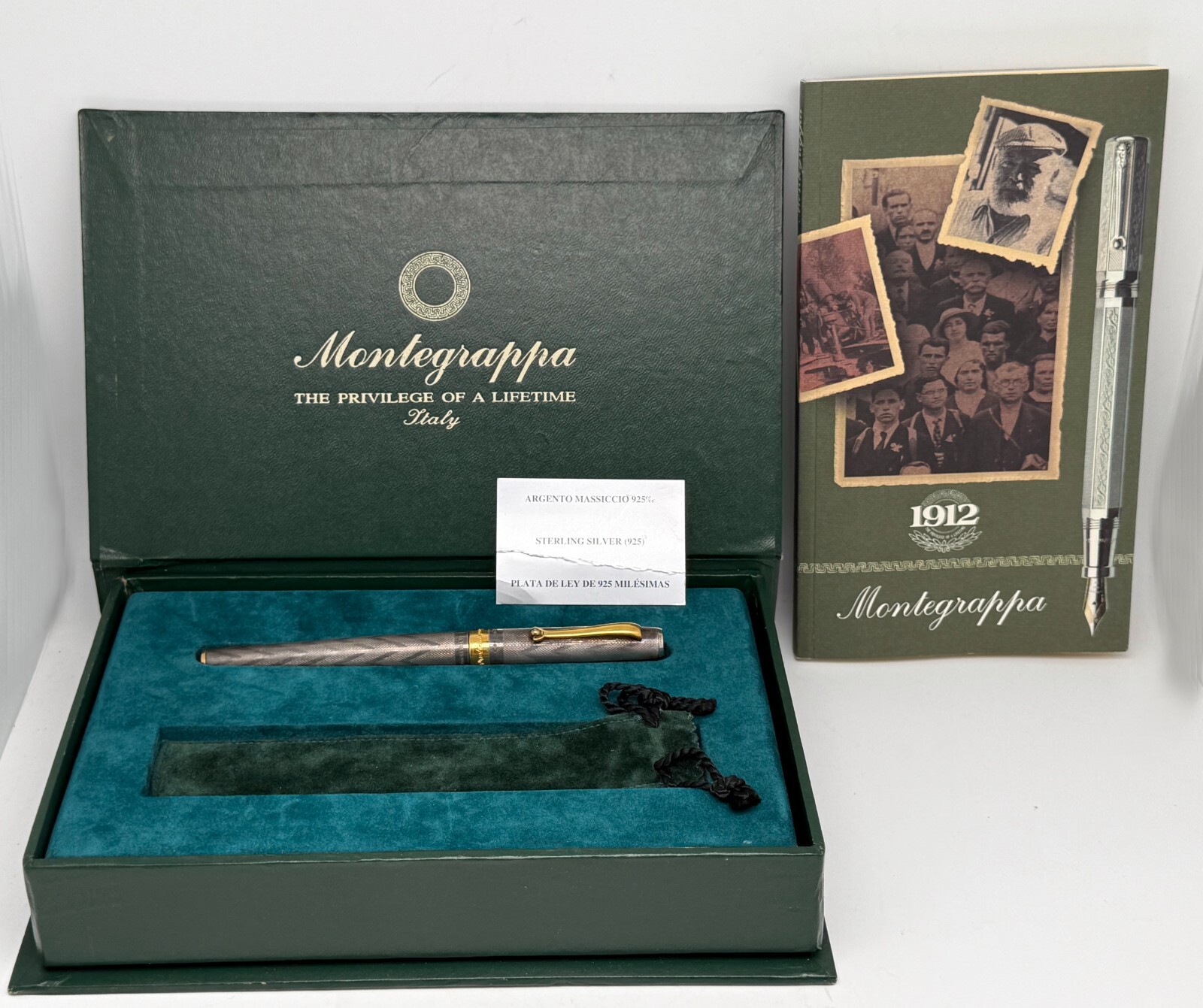 1990’s Montegrappa 1912 1055vi Silver 925 Sterling Silver Ballpoint Pen