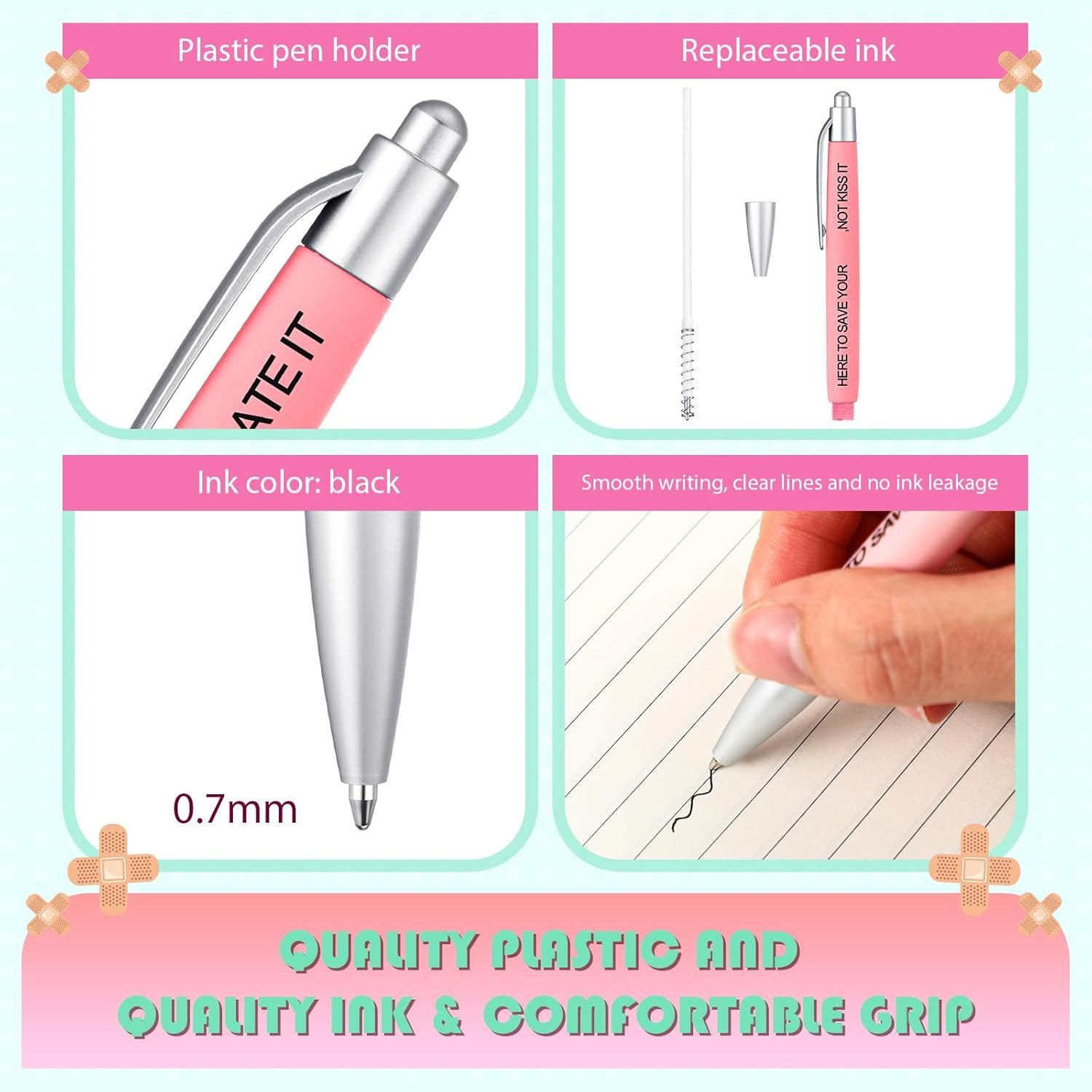 10 Pcs Nurses Ballpoint Pens Funny RN Gifts for Nurses Cute Gifts Black Ink W…