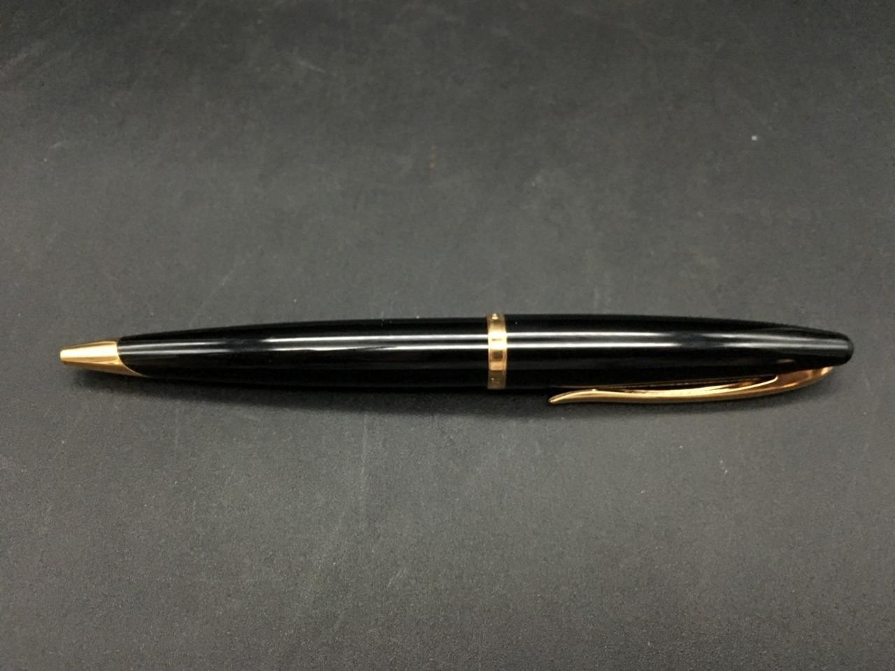 WATERMAN PARIS HEMISPHERE BALLPOINT PEN BLACK AND GOLD – BLUE INK (IN BOX) E4736