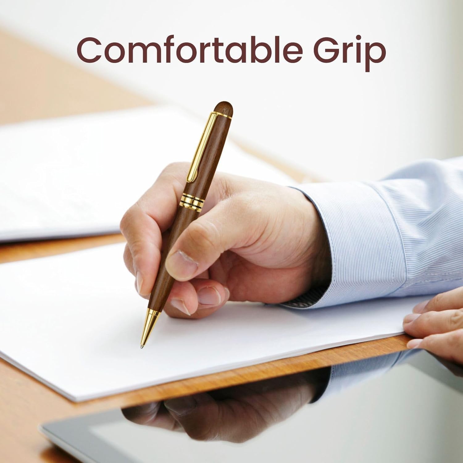 Refillable Wood Pens with Black Ink, Lightweight Design for Comfortable Writing