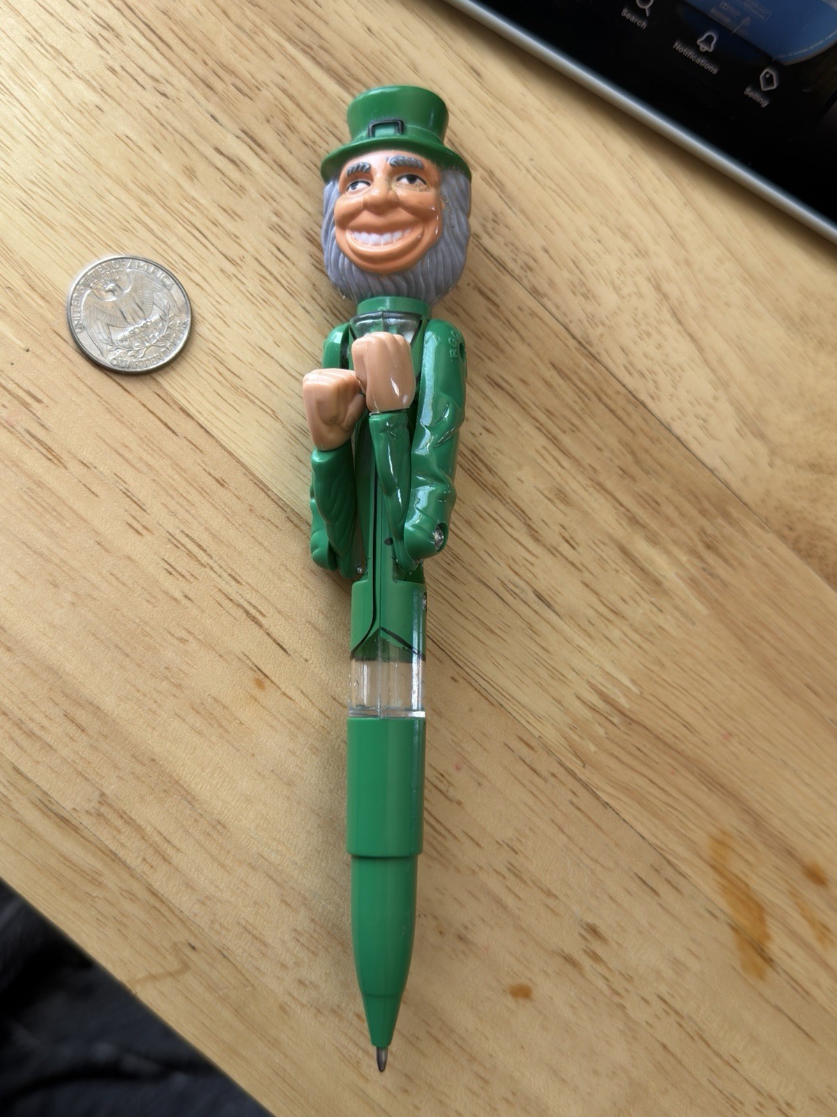 Vintage Geddes Boxing Punching Pen Leprechaun Functions But Ink Is Dried