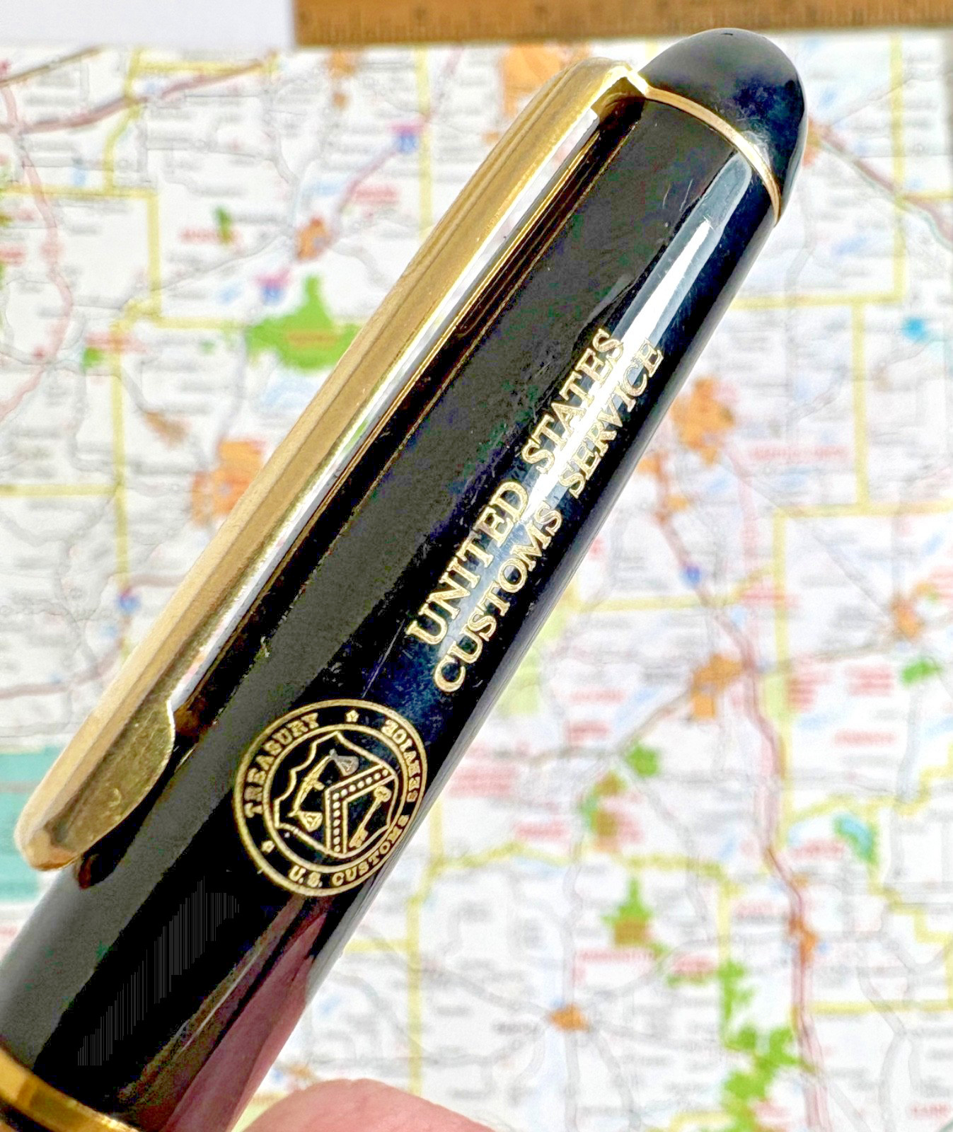 United States Customs Service Ballpoint Pen, Black plastic w/ Gold Plated Trim
