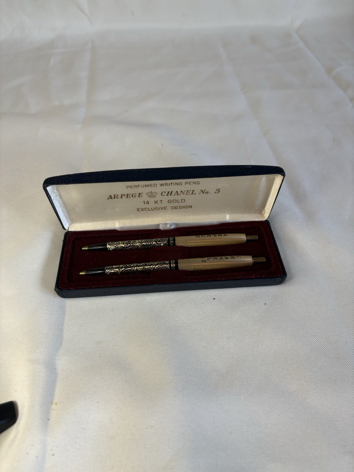 VTG Arpege Chanel No.5 14k Gold Ballpoint Pen Set in Original Box -No Ink- 💕