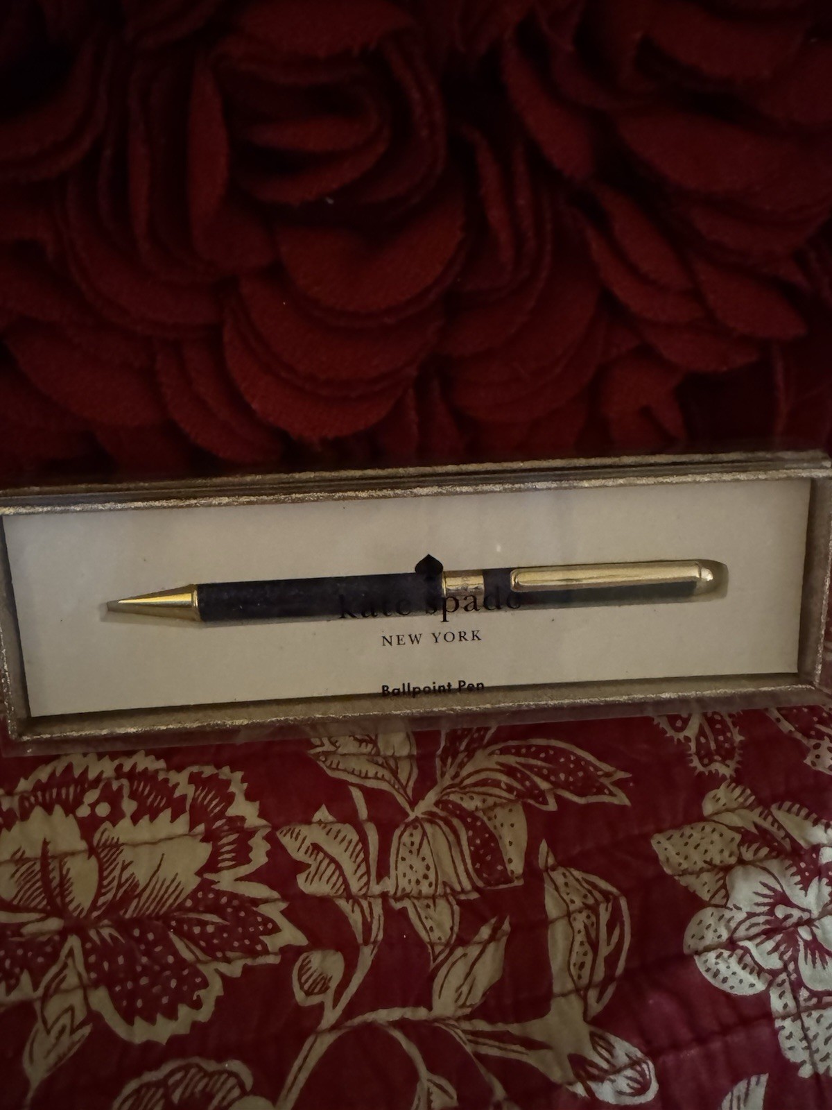 Kate Spade Spade Navy Blue Glitter Ball Point Pen New In Box