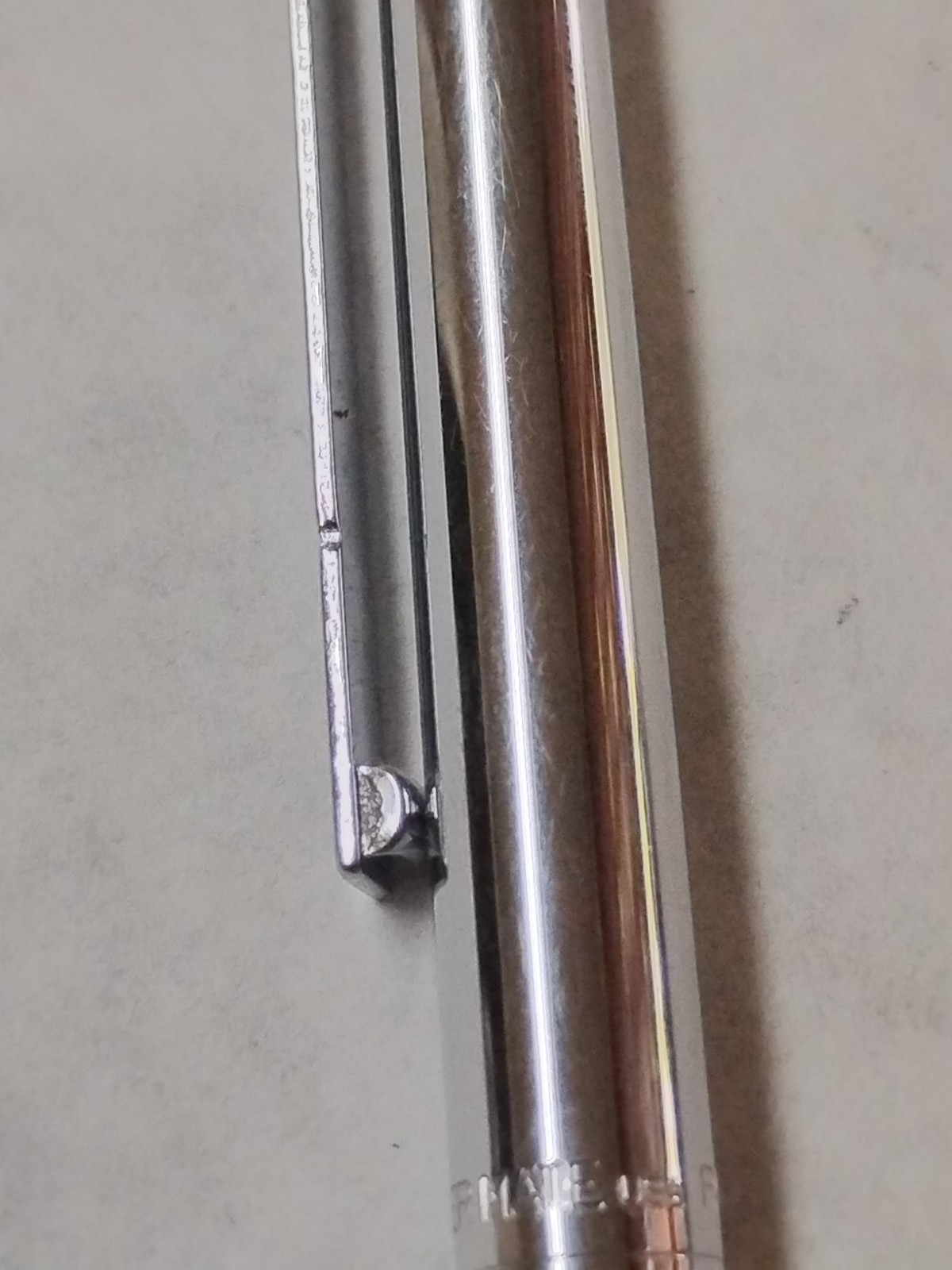 Vintage Paper Mate Profile Slim Grip Black Chrome Two Heart Ballpoint Pen #Q7
