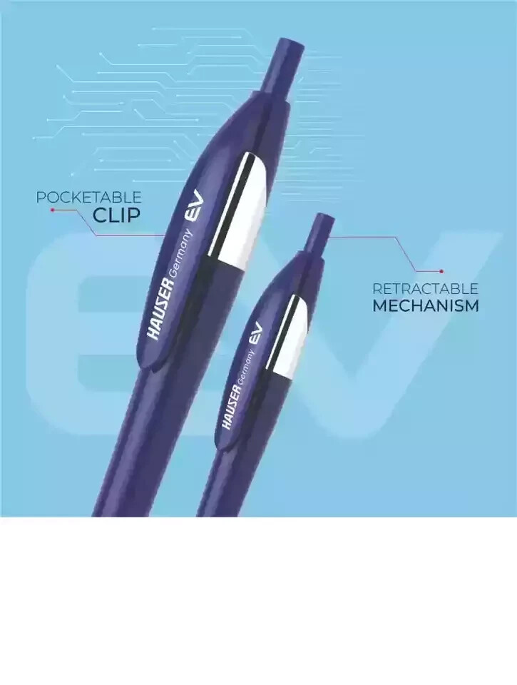 Hauser Germany Ev Retractable Ball Pen Wallet Pack Blue Ink Pack Of 10