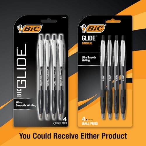 Glide Retractable Ballpoint Pens, Medium Point 4 Count (Pack of 1) Black