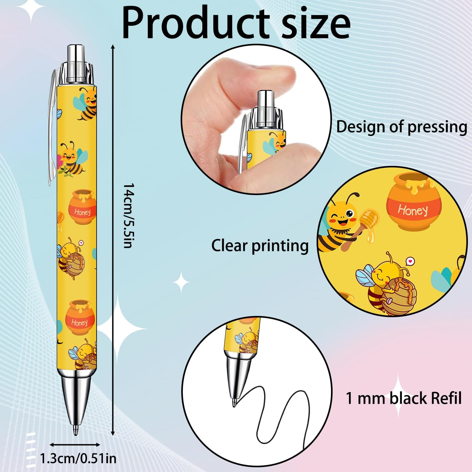 Bee Pens Set – Cute Yellow & White Bumblebee-Themed Gel Pens for Teens, and Adul