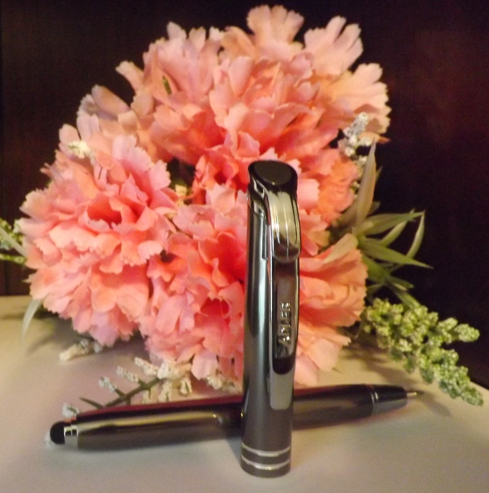 3 in 1 Medina Lighted Tip Gunmetal LED Flashlight Pen by Adler (HIGH QUALITY)