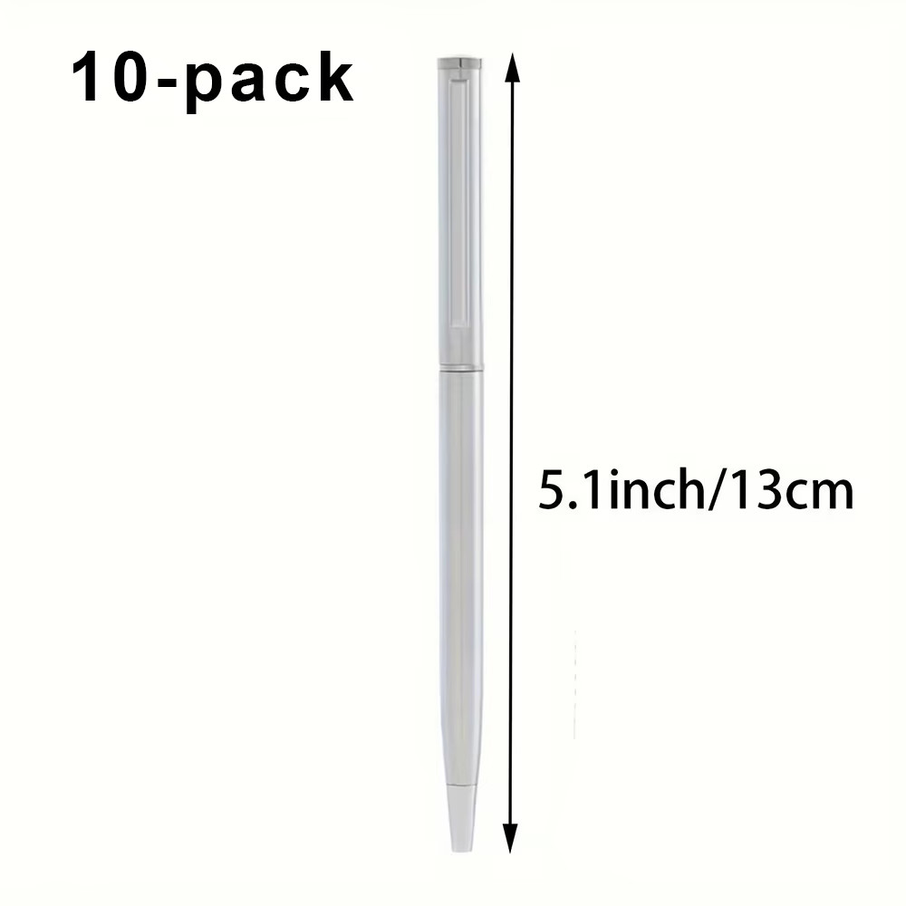 Set of 20 Elegant Silver Stainless Steel Ballpoint Pens – Durable, Medium Nib, T