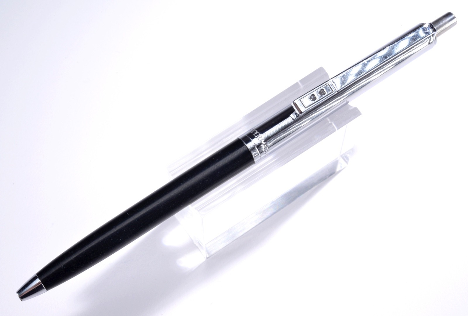 VTG Paper Mate Vintage Double Heart Profile Ball Pen-Slim Grip-Black-USA MCM #79
